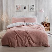 Teddy Fleece Reversible Duvet Set - Pink / Superking - image 1