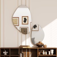 HOMCOM Pebble-Shaped Decorative Mirror, Set of 2 Wall Mirror - Black - image 1