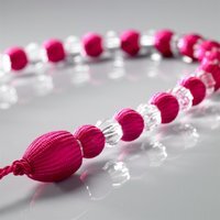 Pair of Beaded Rope Curtain Tie Backs - Cerise