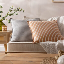 Truro Stripe Reversible Polyester Filled Cushion - Grey - thumbnail 2