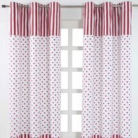 Love Hearts Ready Made Eyelet Curtain Pair - Red / 137cm / 228cm