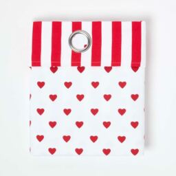 Love Hearts Ready Made Eyelet Curtain Pair - Red / 137cm / 228cm - thumbnail 2
