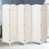 Livingandhome Rattan Folding Room Divider - White / H170*L240 CM - thumbnail 1