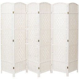 Livingandhome Rattan Folding Room Divider - White / H170*L240 CM - thumbnail 2