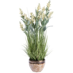 Homescapes Artificial White Lavender Plant in Metallic Ceramic Pot, 66 cm Tall - Green - thumbnail 2