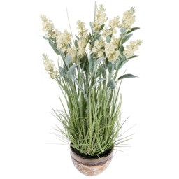 Homescapes Artificial White Lavender Plant in Metallic Ceramic Pot, 66 cm Tall - Green - thumbnail 5