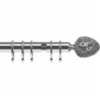 25-28mm Alexia End Chrome Metal Curtain Pole Set - Chrome / 170cm