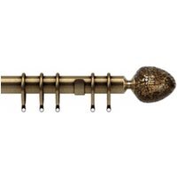 35mm Fixed Length Metal Curtain Pole Set Antique Brass Alexia Finial - Antique Brass / 330cm