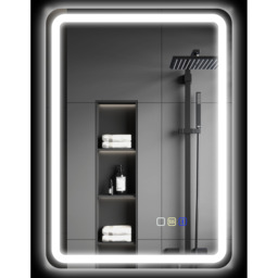 HOMCOM Illuminated Bathroom Mirror with Bluetooth - Silver - thumbnail 2