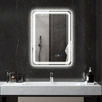 HOMCOM Illuminated Bathroom Mirror with Bluetooth - Silver - thumbnail 1