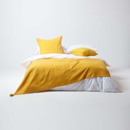 Homescapes Cotton Rajput Ribbed Throw - Yellow / 360cm / 2.32kg - thumbnail 2