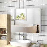kleankin LED Lighted Wall Mounted Bathroom Mirror Cabinet with Shelf USB - High gloss - image 1