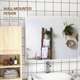 kleankin LED Lighted Wall Mounted Bathroom Mirror Cabinet with Shelf USB - High gloss - thumbnail 5