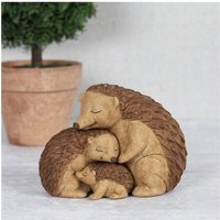 Hedgehog Family Ornament Loving Embrace of Family - Brown