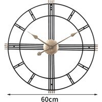 Large Vintage Roman Numeral Metal Wall Clock - Black