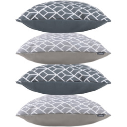 Art Deco Geometric Print Outdoor Cushion Collection Set of 4 - Grey - thumbnail 4