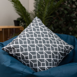 Art Deco Geometric Print Outdoor Cushion Collection Set of 4 - Grey - thumbnail 3