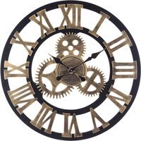Industrial Large Luxury Silent Wall Clock for Home Decor - Gold