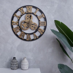 Industrial Large Luxury Silent Wall Clock for Home Decor - Gold - thumbnail 2