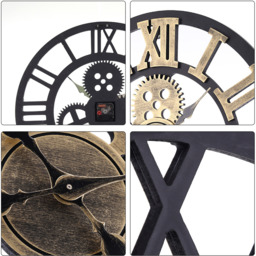 Industrial Large Luxury Silent Wall Clock for Home Decor - Gold - thumbnail 3