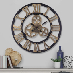 Industrial Large Luxury Silent Wall Clock for Home Decor - Gold - thumbnail 5