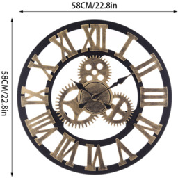 Industrial Large Luxury Silent Wall Clock for Home Decor - Gold - thumbnail 4
