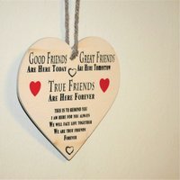 'Good Friends' Wooden Heart Shaped Plaque - White - image 1