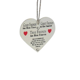 'Good Friends' Wooden Heart Shaped Plaque - White - thumbnail 2