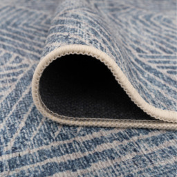 Denim Blue Geometric Washable Area Rug - Denim Blue / 240cm x 330cm - thumbnail 3
