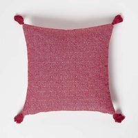 Homescapes Malda Handwoven Red Geometric Kilim Cushion - Red - thumbnail 1