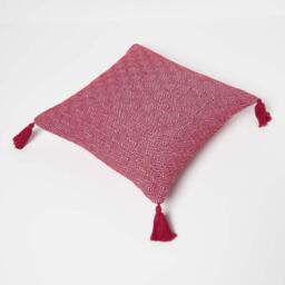 Homescapes Malda Handwoven Red Geometric Kilim Cushion - Red - thumbnail 3