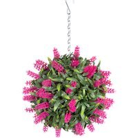Best Artificial 24cm Pink Lush Lavender Hanging Basket Flower Topiary Ball - Pink - thumbnail 1