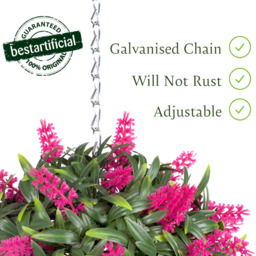 Best Artificial 24cm Pink Lush Lavender Hanging Basket Flower Topiary Ball - Pink - thumbnail 3