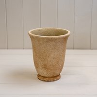 Classic Sturdy Tan Clay Cement Urn Pot - Tan