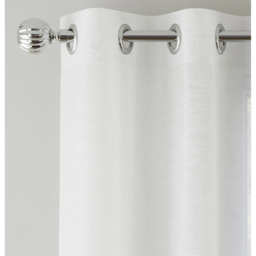Pair of Crete White Plain Linen-Look Sheer Voile Panels - White / 183cm - thumbnail 5
