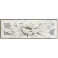3D Embellished Soft Grey Flower Canvas - White and Grey - image 1