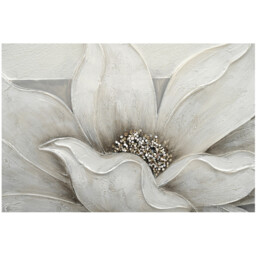 3D Embellished Soft Grey Flower Canvas - White and Grey - thumbnail 3