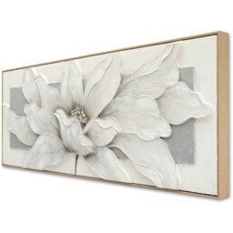 3D Embellished Soft Grey Flower Canvas - White and Grey - thumbnail 2