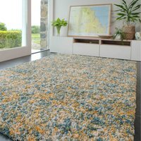 Mottled Soft Shaggy Area Rug - Teal & Yellow / 150 x 80cm - image 1
