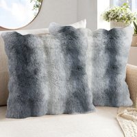 Luxury Supersoft Faux Fur Printed Cushion - Grey / 56cm - thumbnail 1
