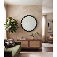 Round Wavy Wall Black Mirror 49.5Cm - Blacky