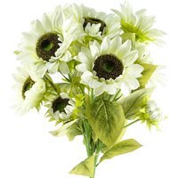 Pack of 6 x Artificial Sunflower - 18 heads -  White Sunflower