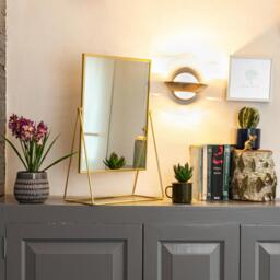 22 x 50cm Rectangle Makeup Mirror - Gold / 1 - thumbnail 5