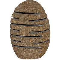 Natural Riverstone Candle Holder Hand Carved Bali Lantern - Light Brown