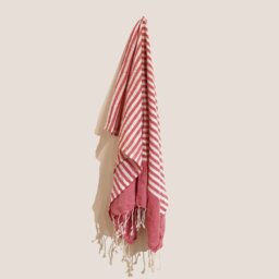 Hot Pink Cotton Pario Towel Handcrafted Indian Wrap Beach Towel - Pink - thumbnail 2