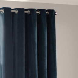 Heavy Chenille Velvet Room Darkening Eyelet Curtains - Navy / 168cm / 229cm - thumbnail 4