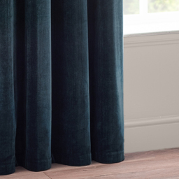 Heavy Chenille Velvet Room Darkening Eyelet Curtains - Navy / 168cm / 229cm - thumbnail 5