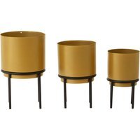 Avento Set Of Three Gold Finish Planters - Gold