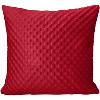 3d Embossed Checkered Plain Cushion - Red