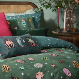 Beetalis Piped Velvet Cushion - Emerald / 80 Feather 20 Polyester - thumbnail 2